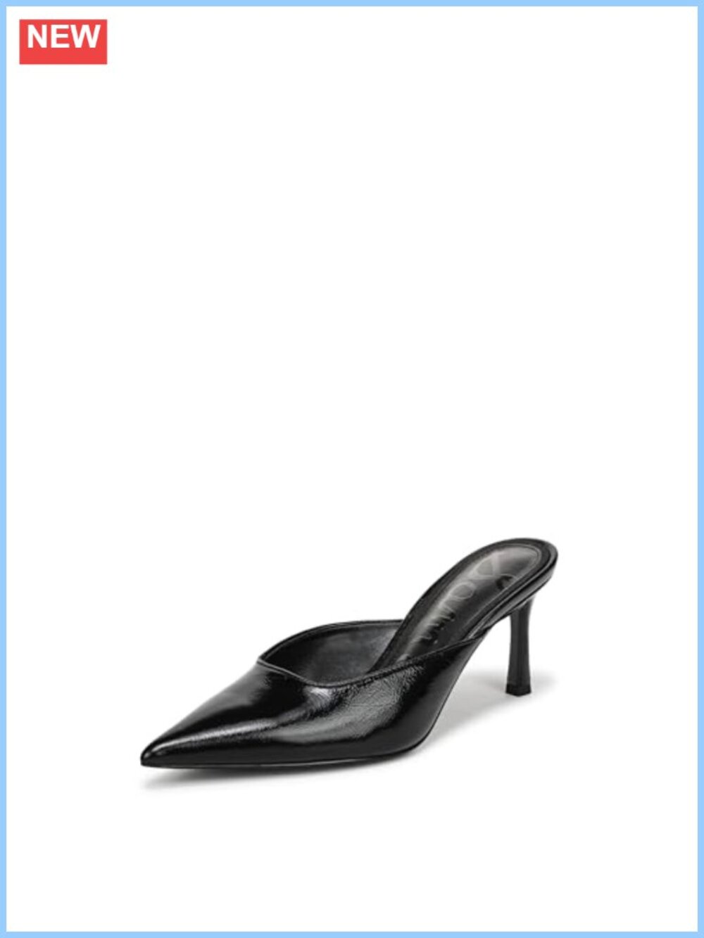 Pointed Toe Flare Heel Mule Pump Leather Formal Dress Shoe